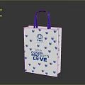 White Shopping Bag With Blue Handles And TMT Logo For Daily Life Use