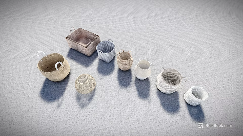 Various Materials Storage Baskets for Versatile Home Organization and Decor 3d model