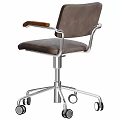 Modern Table and Chair Set With Leather Seat Metal Frame And Wooden Armrests