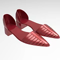 Red Open Toe Shoes With Block Heel And Striped Upper Design 3d model