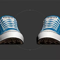 Blue Canvas Casual Sneakers with White Laces Soles Toe Caps and Label on Tongue
