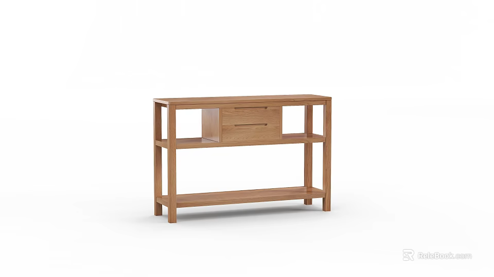Modern Wooden Storage Shelf with Open Shelves and Single Drawer for Home Organization 3d model 
