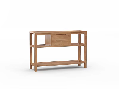 Modern Wooden Storage Shelf with Open Shelves and Single Drawer for Home Organization 3d model
