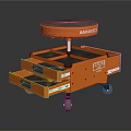 Orange Mobile Hardware Tool Cart With Multiple Drawers And Round Top Platform 3d model