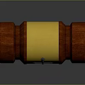 Wooden Gavel With Red Head Handle And Gold Decorative Band On Gray Background