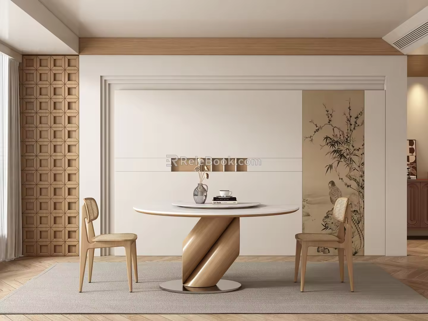 Middle-ancient style restaurant tables and chairs 3d model