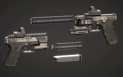 Pistol 9mm pistol automatic pistol 3d model