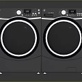 Two Modern Front Loading Washing Machines With Digital Control Panels And Black Finish 3d model