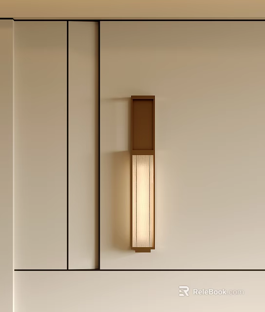 Modern Minimalist Wall Lamp With Brown Metal Frame And Fabric Shade For Indoor Lighting 3d model 
