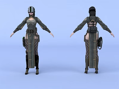 Game Movie Character 3D Model With Sci Fi Helmet And Detailed Armor Design 3d model