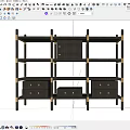 Modern Bookcase with Multiple Shelves and Drawers Black Frame and Gold Brass Accents Contemporary Design