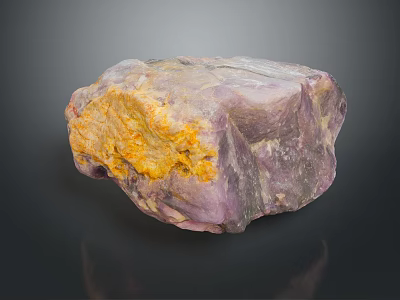 Natural Purple Yellow Raw Stone Block With Colorful Mineral Texture And Patterns 3d model