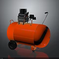 Red Air Compressor with Horizontal Tank Motor Control Panel and Portable Wheels Design