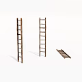 Hardware Tools Featuring Two Upright And One Lying Wooden Ladders