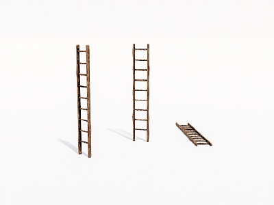 Old tools wooden ladder 3d model