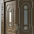 Elegant Classical Wooden Double Doors With Ornate Carved Patterns And Glass Panels