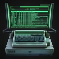 Vintage Computer Terminal With Green Screen Display And Retro Keyboard Design 3d model