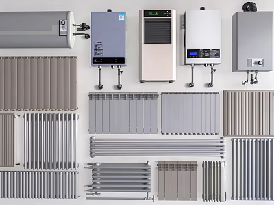 Various Types Of Modern Radiators With Different Styles And Metal Materials For Home Heating 3d model