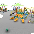 Colorful Outdoor Playground Equipment with Slides Climbing Frames Swings and Canopies