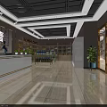 Bright Modern Specialty Store Interior With Shelves Products Front Counter And Green Plants