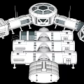 Cartoon Sci Fi Space Station Scene With Metallic Structures And Modules 3d model