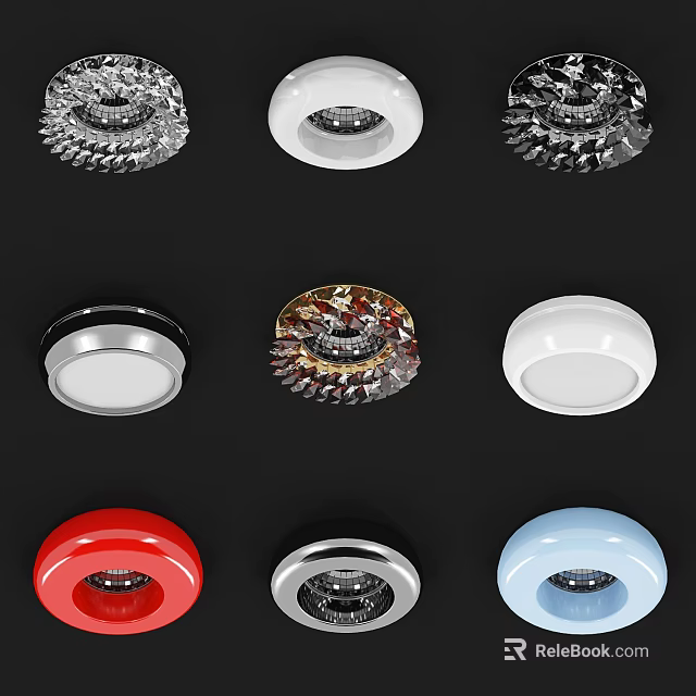 Various Colors Modern Design Downlights And Spotlights For Home Interior Lighting 3d model 