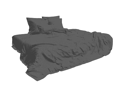 Neatly Made Modern Double Bed With Dark Bedspread And Soft Pillows 3d model