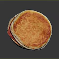 Toasted English Muffin Sandwich With Meat Cheese And Fresh Tomato Slices