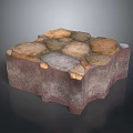 Wooden Stone Decorative Structure With Hexagonal Square Tiles And Natural Texture 3d model