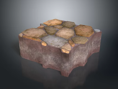Wooden Stone Decorative Structure With Hexagonal Square Tiles And Natural Texture 3d model