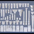 Various Classical Roman Columns With Decorative Capitals And Architectural Details