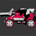 Futuristic Pink And White Car With Black Details Green Lights Rear Spoiler And Large Wheels