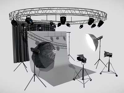Professional Commercial Studio Lighting Equipment with Truss System and Softbox Lights 3d model