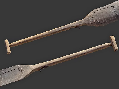Classic Wooden Oars As Sports Equipment For Rowing With Traditional Design 3d model