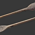 Classic Wooden Oars As Sports Equipment For Rowing With Traditional Design