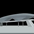 Elegant Modern Curved Bridge Featuring Metal Mesh Structure And White Supporting Columns 3d model