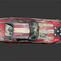 Vintage Sports Car With American Flag Red White Blue Stars Stripes Design