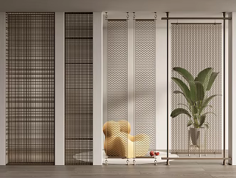 Modern partition screen metal screen barbed wire mesh partition 3d model