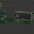 Industrial Gray Truck With Trailer Featuring Box Pattern And Detailed Wheels Lights
