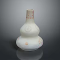 White Gourd Shaped Vase With Red Patterns And Smooth Surface