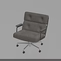 Gray Fabric Upholstered Office Chair With Armrests Rolling Casters And Metal Base
