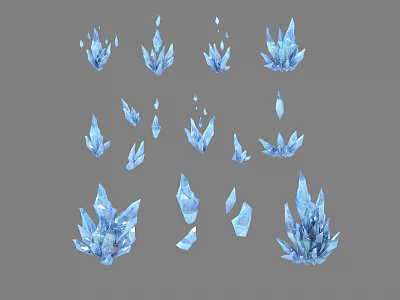 Blue Crystal Decorative Ornament Set With Various Shapes And Sizes For Home Decoration 3d model