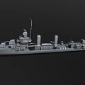 Classic Vintage Warship Model With Detailed Deck Gray Hull And Smokestacks