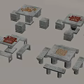New Chinese Style Stone Table Stone Bench Go Chess 3d model