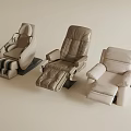 Three Modern Leather Massage Chairs With Comfortable Design Adjustable Recline And Footrest