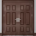 Brown Wooden Combination Doors With Classic Panel Design For Home Entrance