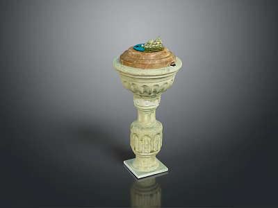 Garden Landscape With Classical Stone Fountain Carved Base And Top Water Feature 3d model
