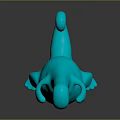Turquoise Cartoon Dinosaur Toy With Round Body Short Limbs And Curved Tail
