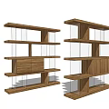 Modern Wooden Bookcase With Glass Shelves And Open Storage Design