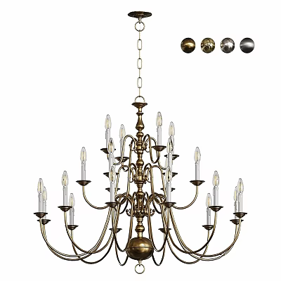 Classic Multi Arm Chandelier With Candle Shaped Bulbs And Metal Finish Options 3d model